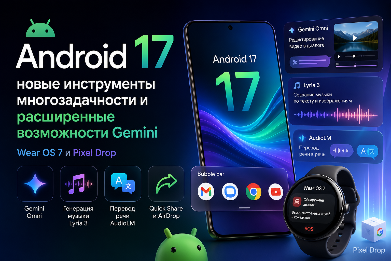 Android 17 вышел с новыми инструментами многозадачности, а Google расширила возможности Gemini